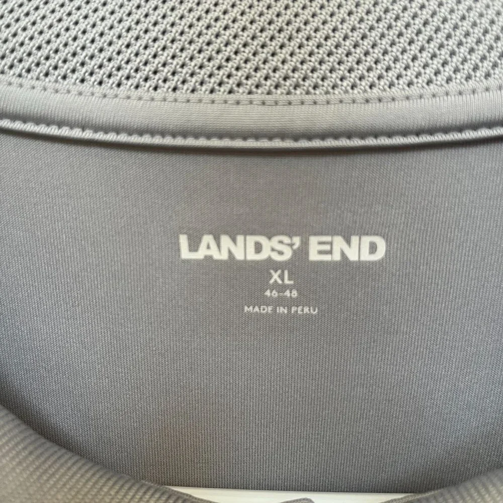 LANDS End‎ Mens Gray Quarter Button Down Polo Shirt Size XL - Picture 3 of 9